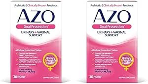 AZO Dual Protection | Urinary   Vaginal Support* | Prebiotic Plus Clinically Proven Women's Probiotic | Starts Working Within 24 Hours | Non-GMO | 30 Count (Pack of 2)