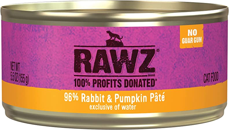 Rawz 96% Rabbit & Pumpkin Pate Cat Food 24/5.5 oz Cans