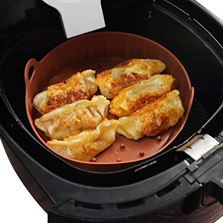 WaveLu Air Fryer Silicone Pot - Food Safe Container Air fryers Oven Accessories | Replacement of Flammable Parchment Liner Paper | No More Harsh Cleaning Basket After Using Airfryer - Compatible with 2.2 to 3.7 Quart