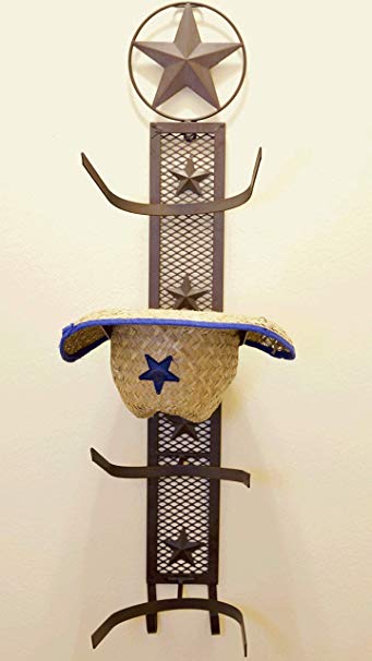 BestGiftEver Metal Star 4 Cowboy Hat Rack Fold-Up Wall Hanging Decoration Rustic Western Style