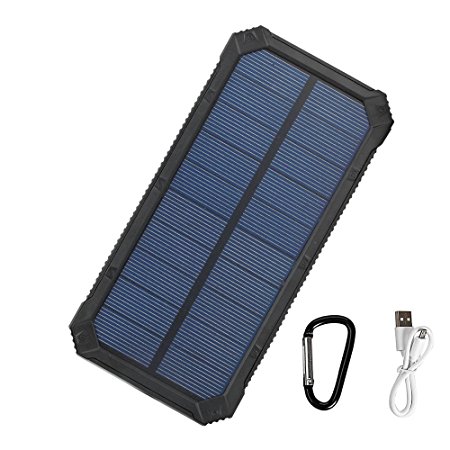 Fast Portable Charger Power Bank- Tollcuudda DYHK01 2017 New Design 10000mah Solar Charger Usb Mobile Battery Pack Charger For Iphone, Samsung, Xiaomi, laptop, Camping Including 2 USB Port, 4 LED Indicator, 6 LED Flashlight, 12 Hours Constant Working, Heavy-Duty 100%, 24-Hour Customer Support, 30-Day Money Back Guaranteed,2-Year Warranty (black)