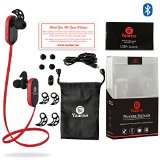 Bluetooth Headphones - Sport Running Workout Jogging Waterproof Wireless Earbuds with Microphone - BONUS Travel Pouch - Battery Indicator for iOS Gadgets - Secure Fit Excellent Sound Quality