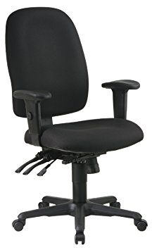 Office Star Multi Function Ergonomic Chair with Ratchet Back Height Adjustment and Adjustable Soft Padded Arms, Black
