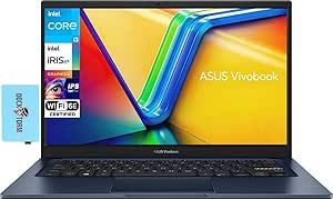 ASUS Vivobook Laptop 14.0" IPS-Level FHD Display (Intel i3-1215U 6-Core, 16GB RAM, 512GB PCIe SSD, Intel Iris Xe, WiFi 6E, Bluetooth 5.3, Webcam, Win 11 Home S-Mode) with Dockztorm Hub