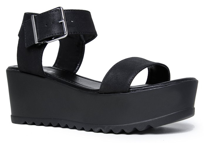 Women's Platform Slip On Sandal - Pull on Open Peep Toe Fashion Chunky Platform Wedge Ankle Strap Shoe by J Adams