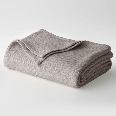 Cotton Craft - 100 Soft Premium Cotton Thermal Blanket - FullQueen Grey - Snuggle in these Super Soft Cozy Cotton Blankets - Perfect for Layering any Bed Will provide Comfort and Warmth for years - Easy Care Machine Wash