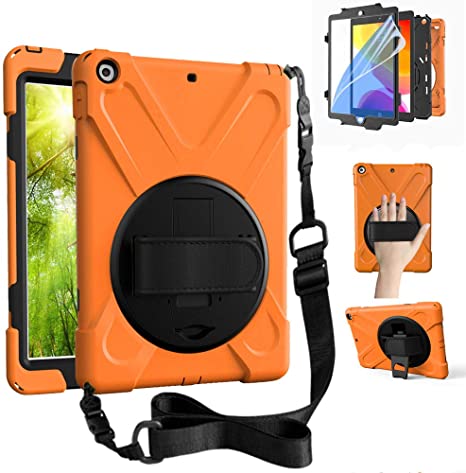 ZenRich iPad 10.2 Case 2019 iPad Case, zenrich Rugged Heavy Duty Shockproof 360 Degree Rotatable Kickstand Protective Cover Case for iPad 7th Generation 10.2 Inch 2019 A2197/A2198/A2199/A2200-Orange