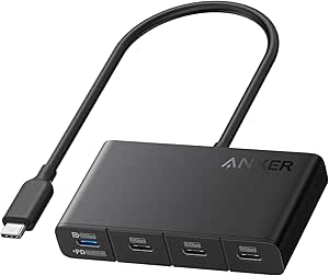 Anker USB-C Hub, Fast 10Gbps USB 3.2 Display Hub, USB-C to 4-Port Hub with 100W Max PD-IN for MacBook Pro, iPad, iPhone 15, Surface Pro, Dell and More