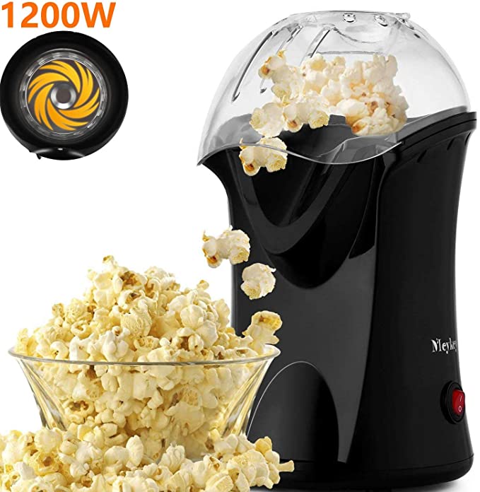 Popcorn Popper, Hot Air Popcorn Popper 1200W No Oil Popcorn Maker with Measuring Cup and Removable Top Cover