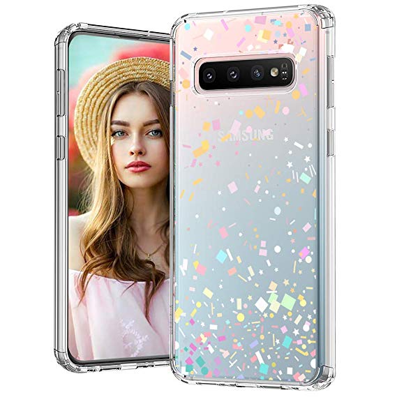 MOSNOVO Galaxy S10 Plus Case, Colorful Confetti Printed Pattern Clear Design Transparent Plastic Hard Back Case with TPU Bumper Protective Case Cover for Samsung Galaxy S10 Plus