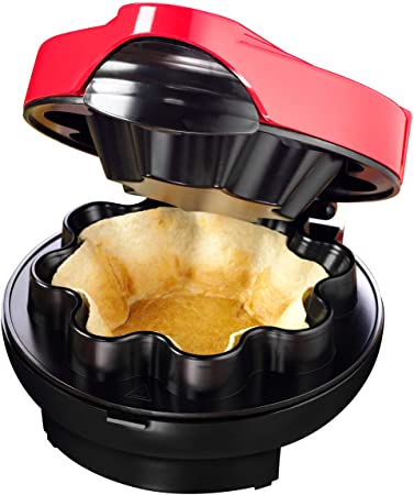 Nostalgia Taco Tuesday Baked Tortilla Bowl Maker, Uses 8 or 10 Inch Shells Perfect For Tostadas, Salads, Dips, Appetizers & Desserts, 10-Inch, Red