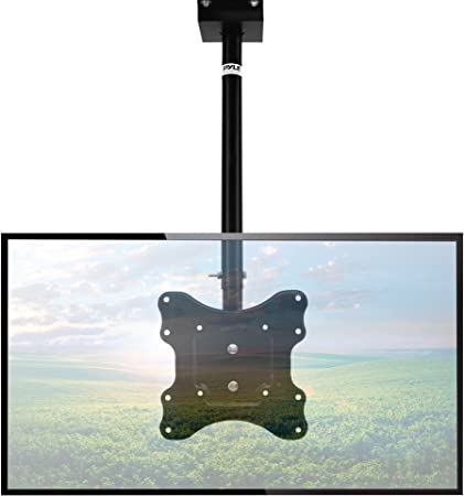 Adjustable Height TV Ceiling Mount - Swivel and Tilting Vertical VESA Universal Mounting Bracket, Mounts 14 to 42 Inch HDTV, LED, LCD, Plasma, Flat Screen Television Up to 30 KG - Pyle PCTVM15