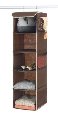 Zober 5-Shelf Hanging Closet Organizer for Accessory and Clothes Storage | Canvas Hanging Shelves for Shoe Hanging Storage (Java)