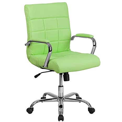 Flash Furniture Mid-Back Green Vinyl Executive Swivel Chair with Chrome Base and Arms