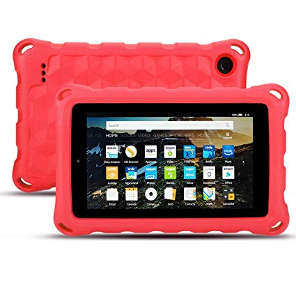 Kid-Proof Case for Fire 10.1 inch Tablet - Auorld Anti Slip Shockproof Light Weight Kids Friendly Protective Case for Amazon Fire HD 10 (Compatible with 2015&2017 Release)-Red
