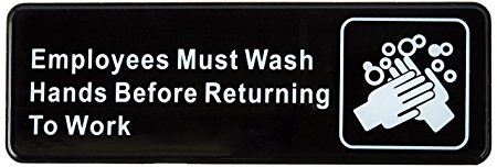 Winco SGN-322 Sign, 3-Inch by 9-Inch, Employee Must Wash Hand
