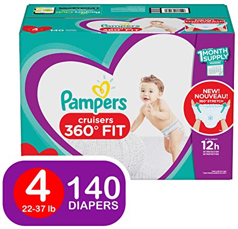 Pampers Pull On Diapers Size 4 - Cruisers 360˚ Fit Disposable Baby Diapers with Stretchy Waistband, 140Count ONE Month Supply
