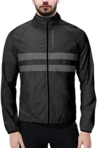 WOSAWE Packable Cycling Jacket Hooded Running Coat Lightweight Biking Windbreaker