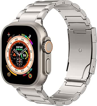 MoKo Correa de Titanio con Apple Watch Ultra 49mm 45mm 44mm 42mm, Pulsera de Repuesto de Metal con Cierre de Doble Pulsador para iWatch Ultra 2 Ultra Series SE 2 SE 9 8 7 6 5 4 3 2 1