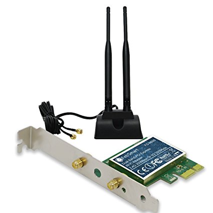 Feb Smart Wireless Dual Band N600 (2.4GHz 300Mbps or 5GHz 300Mbps) PCI Express (PCIe) Wi-Fi Adapter Network Card with 12dBi High Power Antenna Kit for Desktop Computers (FS-N600 Pro Edition)