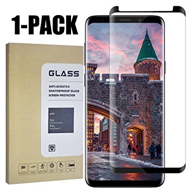 Samsung Galaxy S9 Tempered Glass Sreen Protector, No Bubble Not Full Coverage Screen Protector for Samsung S9 [Black][1Pack]