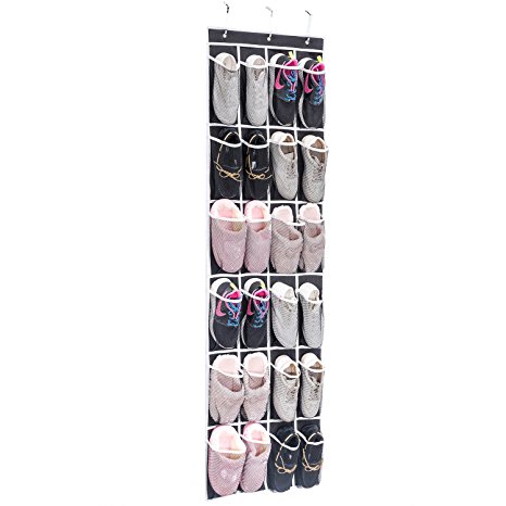 Over the Door Shoe Organizer, MaidMAX 24 Mesh Pockets Single-sided Hanging Shoe Storage Rack with Hooks