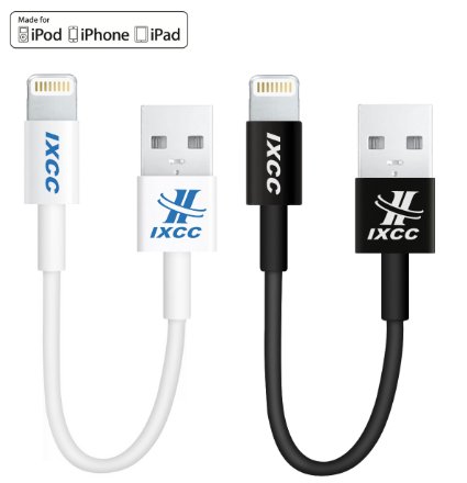 iXCC Element Series 4-Inch 8pin to USB Charge and Sync Cable for for iPhone 5, 6, 6s, Plus, iPad Mini, Air, Pro - MFi Certified - Black & White