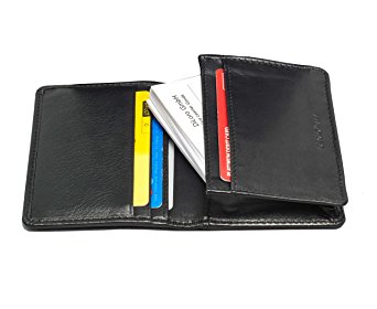 Wallet by DiLoro Mens Travel Card Wallet RFID Safe Genuine Leather Black 1604-BK