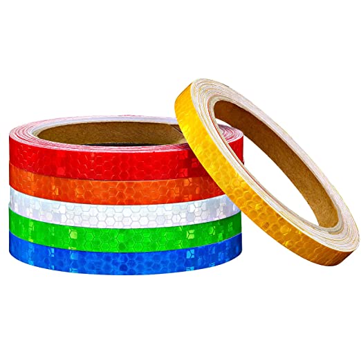 6 Rolls Reflective Tapes 6 Colors Reflective Warning Tape Night Safety Sticker, Silver, Blue, Red, Yellow, Orange, Green (0.4 Inch x 157.8 Feet) (0.4 Inch x 157.8 Feet) (0.4 Inch x 157.8 Feet)