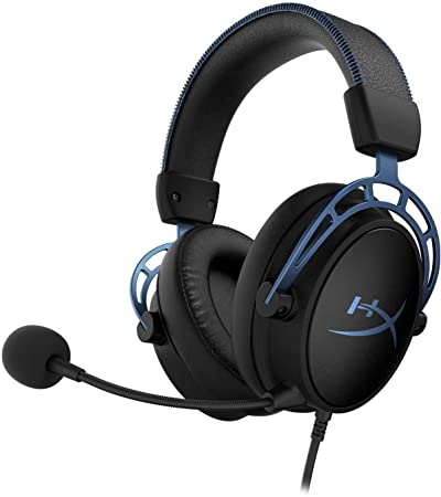 HyperX Cloud Alpha S - PC Gaming Headset, 7.1 Surround Sound, Adjustable Bass, Dual Chamber Drivers, Chat Mixer, Breathable Leatherette, Memory Foam, and Noise Cancelling Microphone - Blue