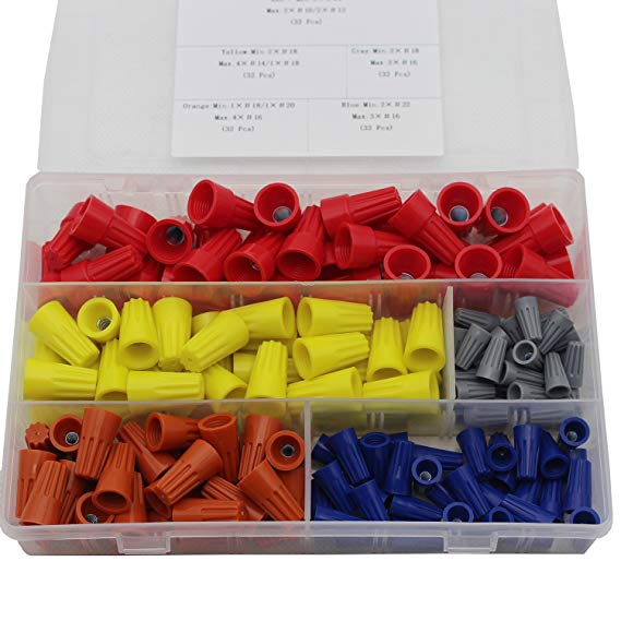 FUNMANY Wire Connectors Screw Terminals with Spring Insert Twist Nuts Caps Connectors Assortment Kit for 160pcs