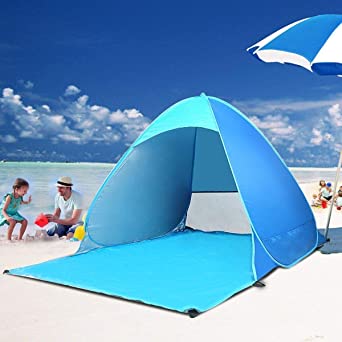 Itian Pop Up Beach Tent, UPF 50  Portable Sun Shelter with Carry Bag, Lightweight Waterproof Beach Camping Tent for Outdoor Family Picnic Fishing Home Garden for 2-4 Person Blue