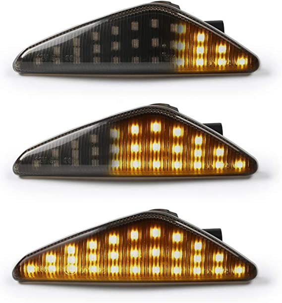 Gempro 2Pcs Dynamic Amber LED Side Marker Turn Signal Light For BMW E70 X5 E71 X6 F25 X3, Replace OEM Side Marker Light