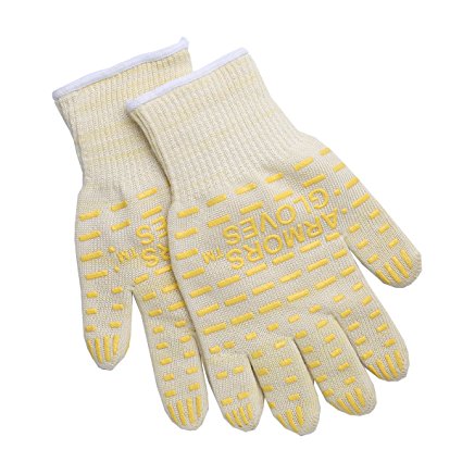 Armors 932°F Extreme Heat Resistant Kitchen BBQ Gloves Oven Mitts For Cooking Grilling or Baking EN407 Certified(One Size Fits Most, Yellow)