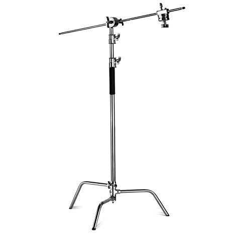 Neewer® Pro 100% Metal Max Height 10ft/305cm Adjustable Reflector Stand with 4ft/120cm Holding Arm and 2 Pieces Grip Head for Photography Studio Video Reflector, Monolight and Other Equipment