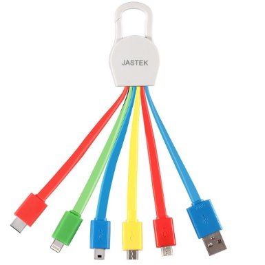 JASTEK Multi Charging Cable with Type C,8pin,Micro,Mini USB Ports for iPhone 6/6s,6/6s Plus,5 / 5S / 5C Nexus 6p,Nexus 5x,Lumia 950/950XL,Oneplus 2,Macbook,Chromebook Pixel etc(1 piece Colorful)