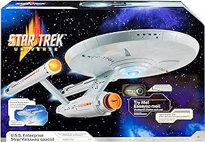 BANDAI USS Enterprise NCC-1701 Star Trek Model with Lights, Sounds and Display Stand | Gifts Starship | 18'' Authentic StarTrek Toys, Multicolor