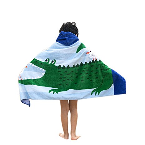 Children's Beach, Bath & Swimming Towel Vibrant Crocodile Pattern