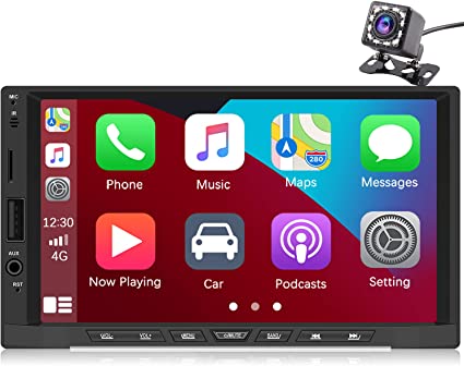 Hikity Upgrade Double Din Car Stereo - 7 Inch Touch Screen Car Radio Apple Carplay & Android Auto Car Video Player with USB/SD/AUX Input, Bluetooth FM Radio, Mirror Link   Backup Camera