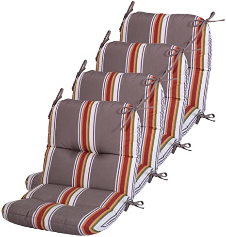 Comfort Classics Inc. Set of 4 Outdoor Chair Cushions 20 x 36 x 3 H-19 in Sunbrella Fabric Sumatra Carnival Made in USA