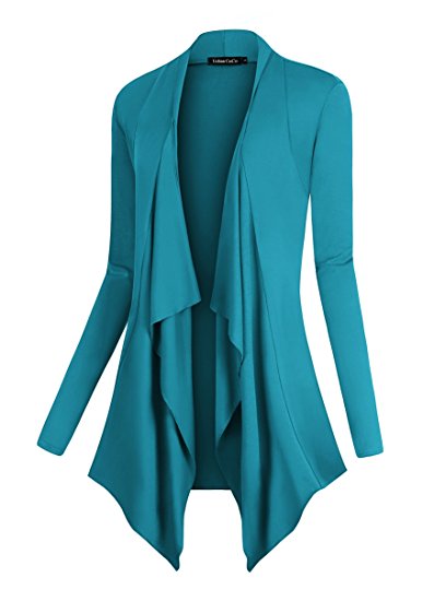 Urban CoCo Women's Drape Front Open Cardigan Long Sleeve Irregular Hem