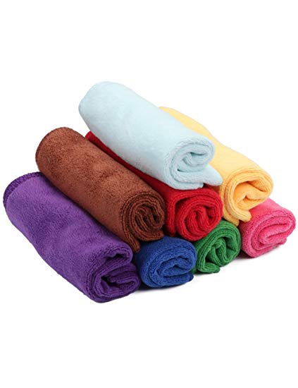 Fani 8 Pieces Microfiber Cleaning Cloths Multi Colors Soft Washcloth High Absorbent Reusable Car Towel & Kitchen Cleaning Rags