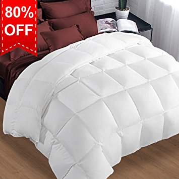 King Quilted Comforter Duvet insert with Corner Tabs 2100 Series, 7D Down Alternative fill Warmfit -Tech All-Season Comforter, White, King(90x102 Inch)