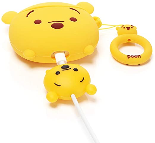 ZAHIUS Silicone Case Compatible for Apple Airpods 1&2 Funny Cover[with Cute Cartoon Cable Bites][Designed for Kids Girl and Boys] (Winnie)