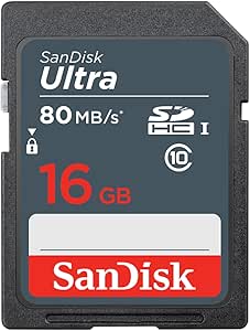 SanDisk 16GB Ultra SDHC UHS-I Class 10 Memory Card 80MB/s U1, Full HD, SD Camera Card SDSDUNS-016G-GN3IN