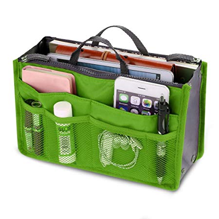 Suines Women Multifunction Travel Cosmetic Makeup Insert Pouch Toiletry Organizer Handbag Storage (Green)