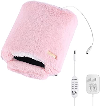 Antner 12V Hand Warmer Mouse Pad with Timing Switch and 4 Gears Temperature Adjustable Winter Heated Mouse Mat, Pink