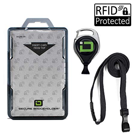 ID Stronghold Duolite Badge Holder, Lanyard and Reel Combo (Black/Black)