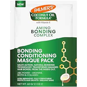 Palmer's Amino Bonding Complex Hair Mask, Intense Conditioning Masque Pack with Coconut Oil & Vitamin E, Heat Protectant, Anti Frizz, Adds Shine, Protects Hair Growth, All Hair Types, 2.1 oz packette