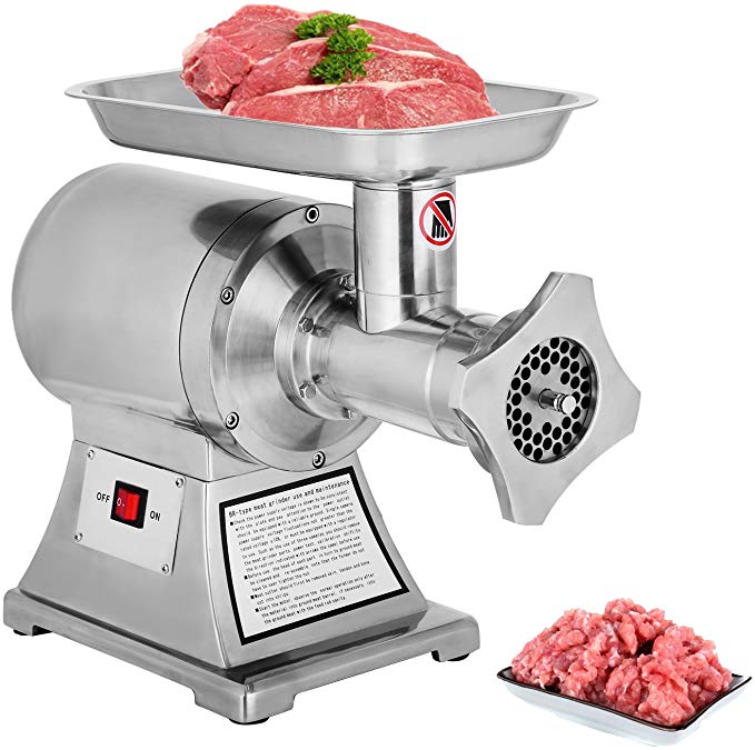 MosaicAL 1100W Electric Meat Grinder 1.5 HP 450Lbs/h Meat Mincer Grinder 220RPM Meat Mincer Electric for Commercial Use Stainless Steel (1100W 450lbs/h)